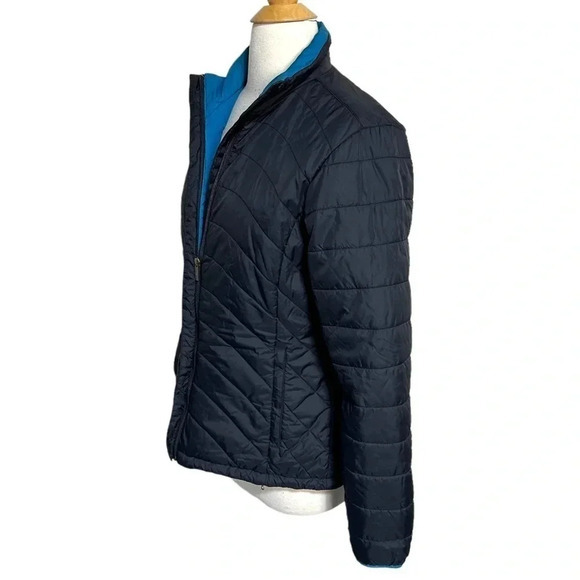 Lands‎ End S(6-8) black with blue trim puffer coat - Picture 3 of 7